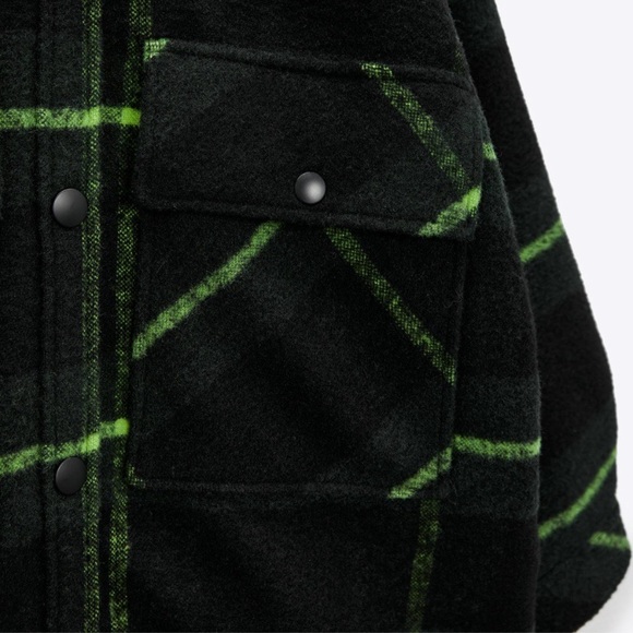 🌲 ZARA GREEN PLAID OVERSIZED WOOL BLEND WINTER JACKET! - Picture 14 of 16